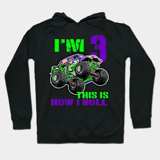 Monster Trucks Are My Jam 3Rd Birthday Boy 3 Years Old Hoodie